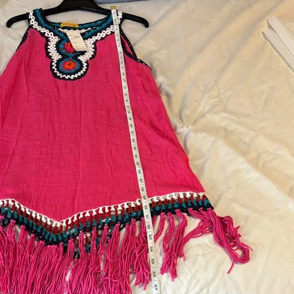 Pink Sleeveless Crochet Fringe Dress - Picture 7 of 7